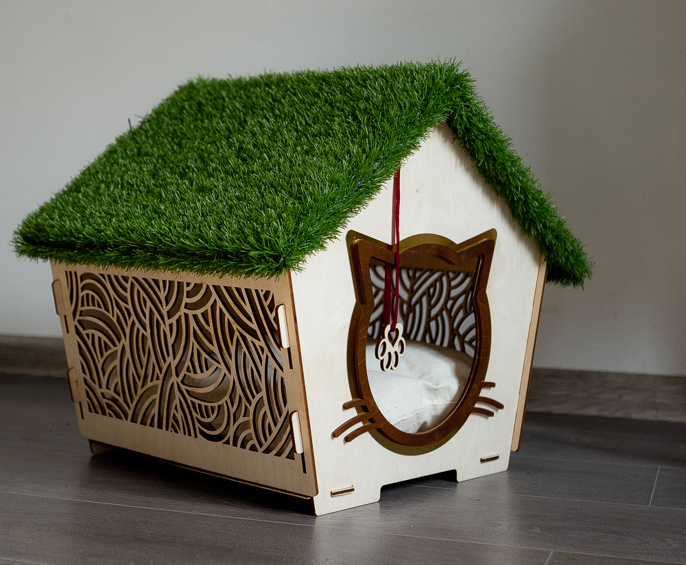 Домик для кошки Waves Деревянный WF. - купить с доставкой по выгодным  ценам в интернет-магазине OZON (644058509)