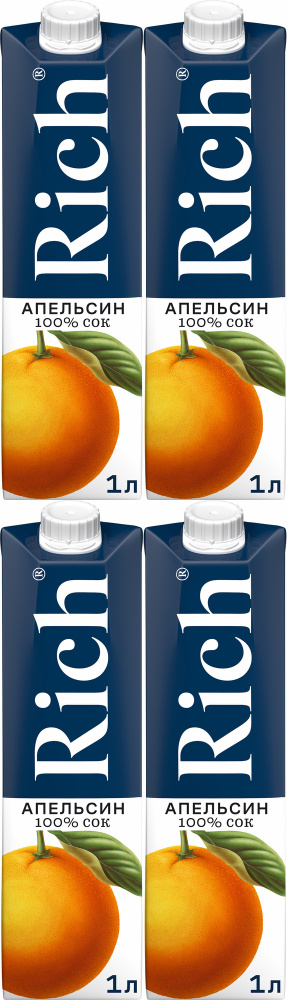 Сок Rich Апельсин с мякотью 1 л в упаковке, комплект: 4 упаковки  #1