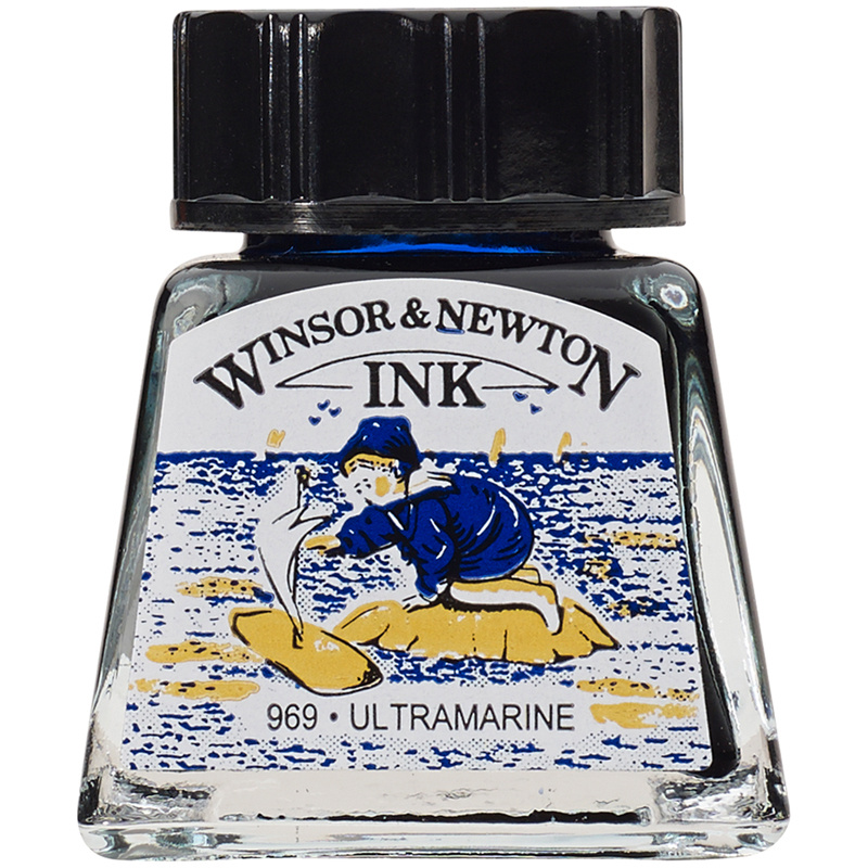 Тушь Winsor&Newton для рисования, ультрамариновый, стекл. флакон 14мл  #1