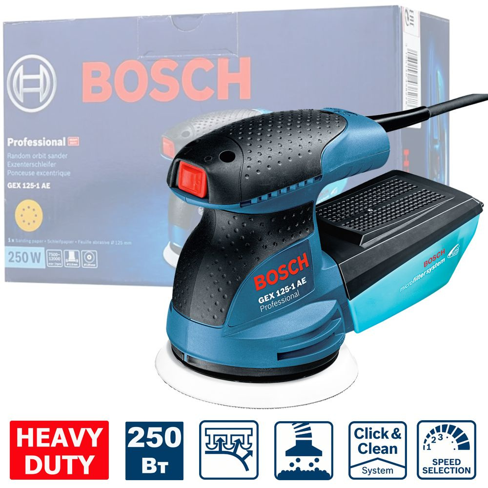 Шлифмашина эксцентриковая Bosch GEX 125-1 AE Professional - купить по  низким ценам в интернет-магазине OZON (706339916)