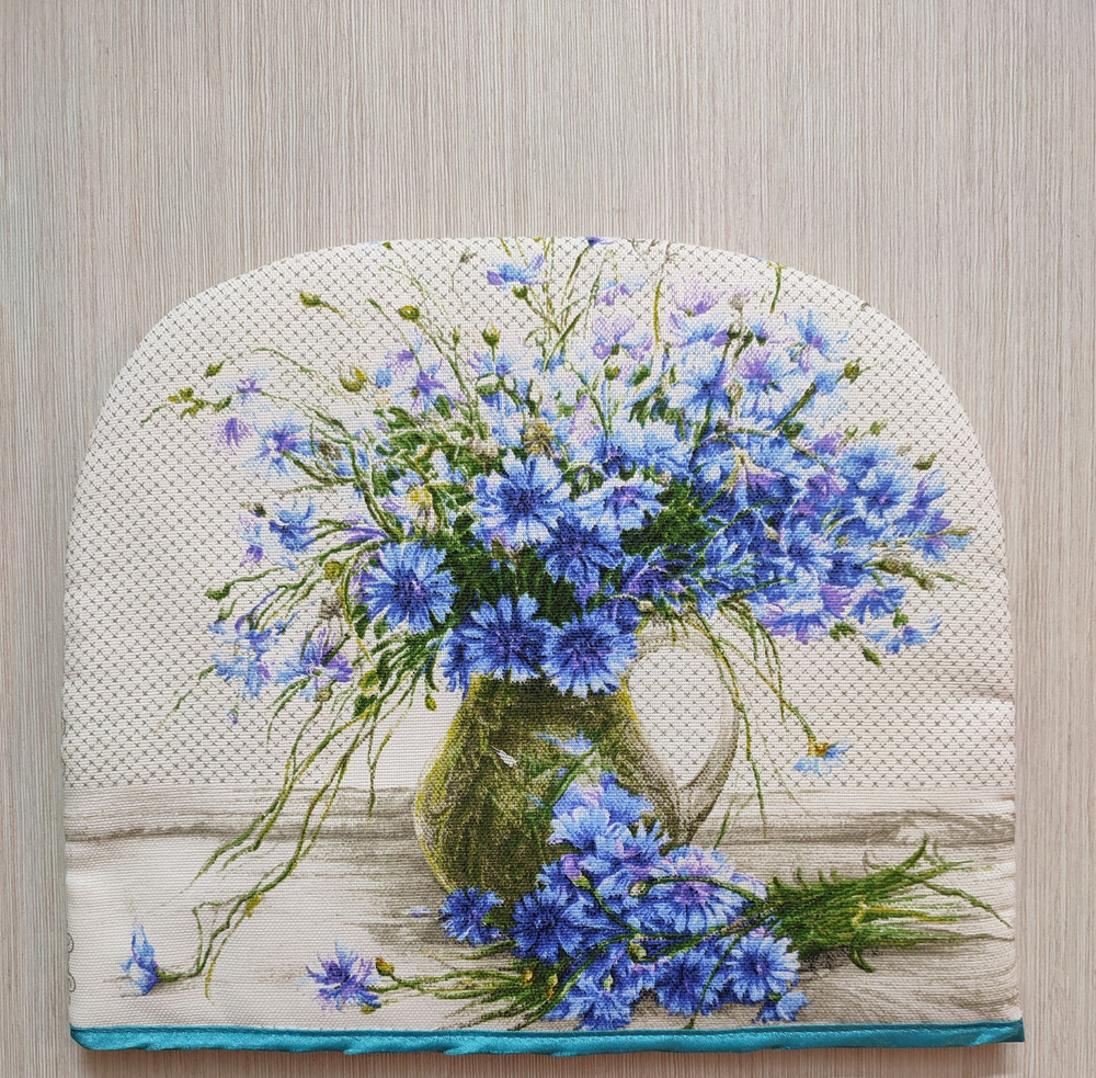 Грелка на чайник Полевые цветы, Голубые васильки 31х27 см.  #1