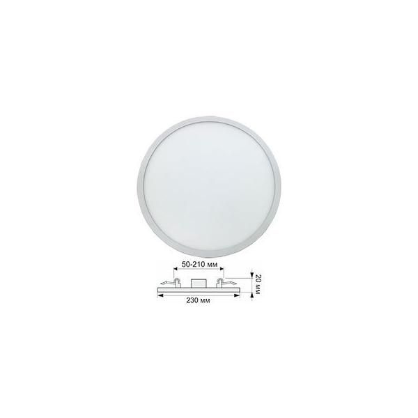 Ecola св-к встр. св/д даунлайт под любое отверстие (50-210мм) 20W 6500K 6K Круг  230x20 DARD20ELC, 1 #1