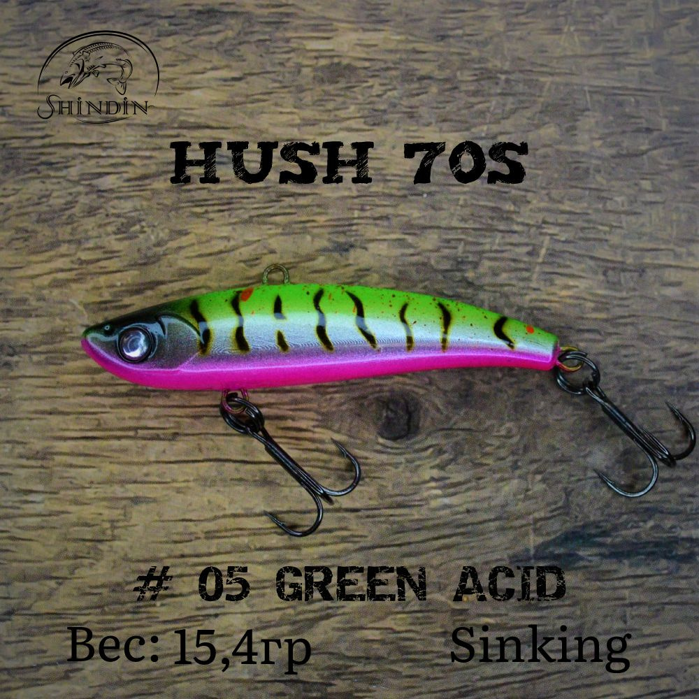 Воблер SHINDIN Hush 70S #05 Green Acid #1