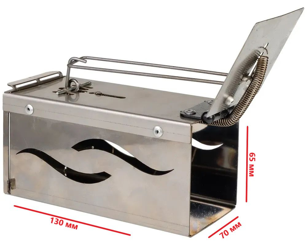 Мышеловка - живоловка Гроза Клетка металлическая с перфорацией (гуманная  ловушка для мышей с задней дверцей), Планета Садовод