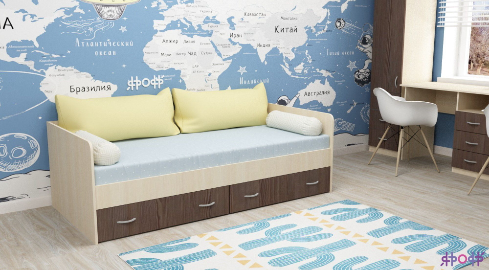 Ярофф Кровать детская 93.2х203.2х65 см, С выкатными ящиками - купить с ...