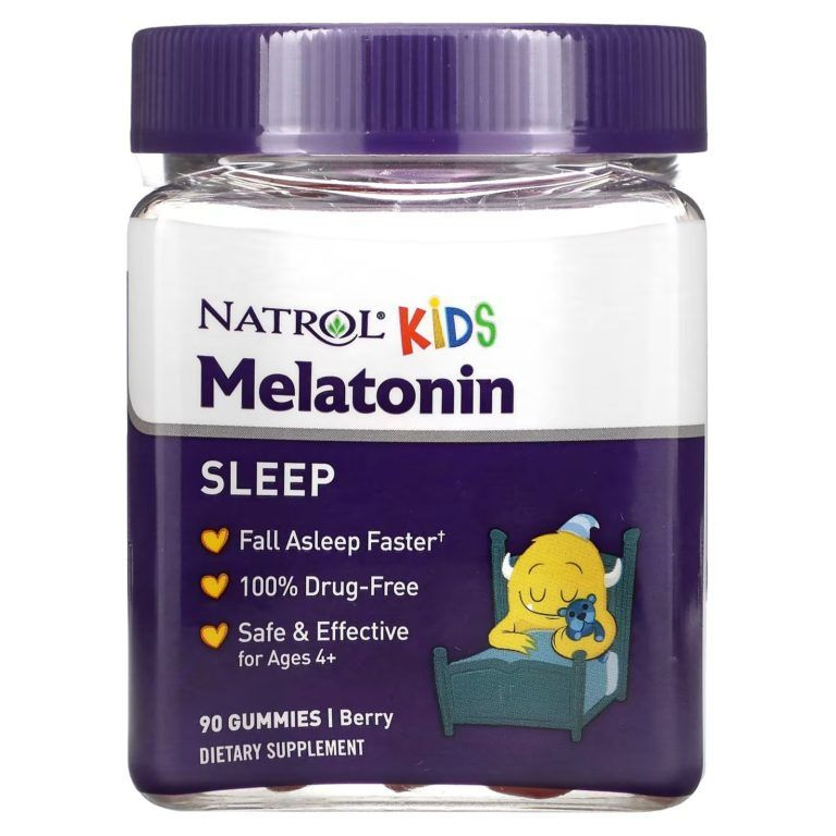 Natrol, Kids, мелатонин, для детей от 4 лет, ягодный вкус, 90 ...