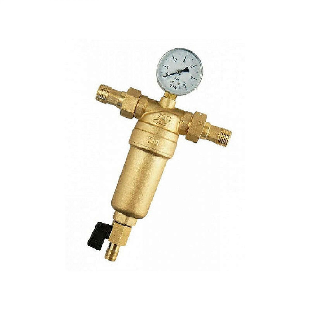 Фильтр JH-2001 самоочищающийся с манометром металлический корпус 3/4 ...