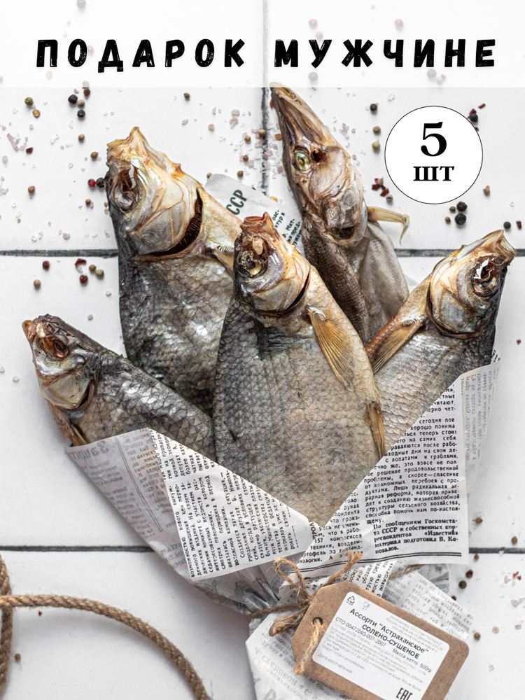 Рыба вяленая солено-сушеная Ассорти из сушеной рыбы 5 шт. Рыба Тарань, Плотва, Щука, Лещ, Синец (сопа) #1