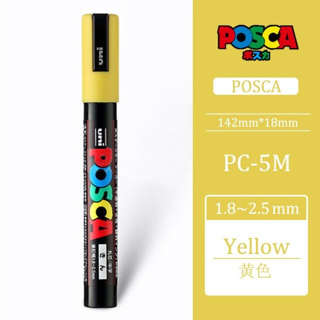 Маркер POSCA PC-5M 1.8 - 2.5 мм, пулевидный наконечник (жёлтый PC5M.2)  #1