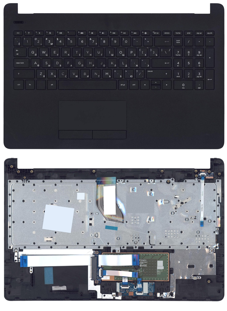 Клавиатура (топ-панель) VB для ноутбука HP 15-RA 15-RB 15-BS черная с черным топкейсом  #1