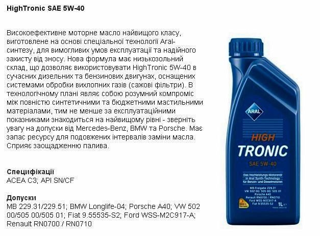 Масло моторное ARAL 5W-40 Синтетическое - купить в интернет-магазине ...