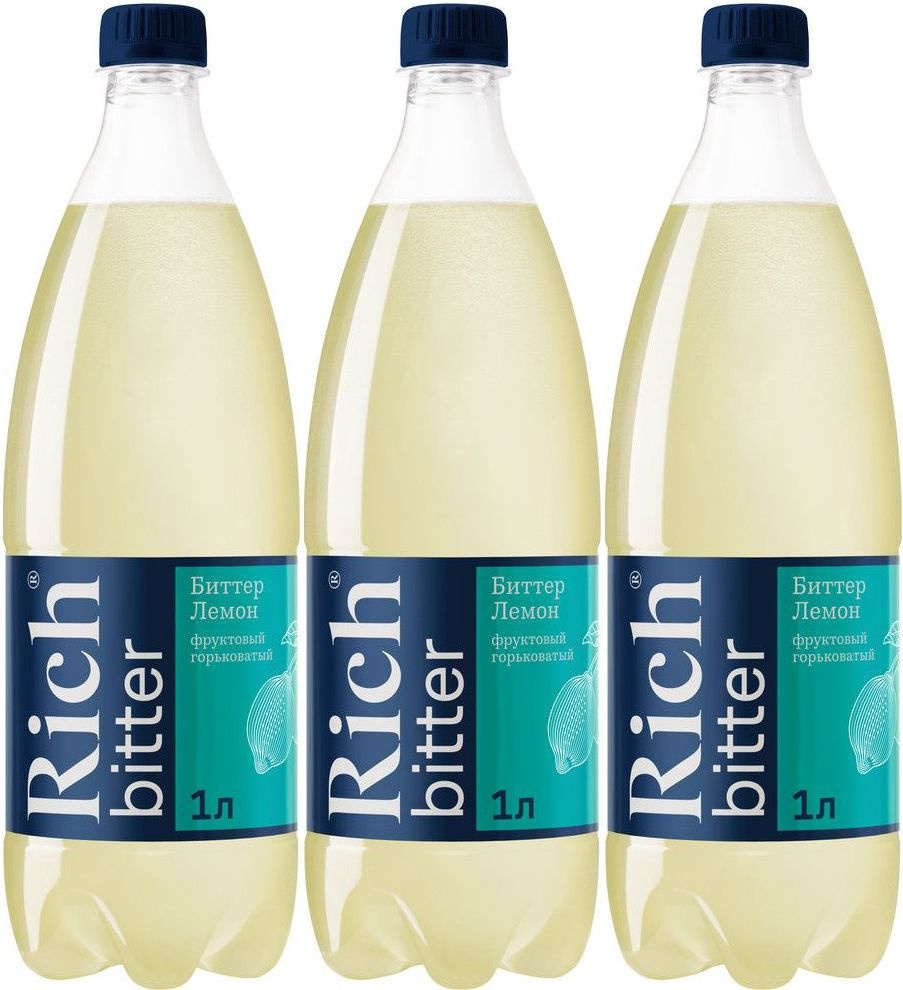 Газированный напиток Rich Bitter тоник-лимон, комплект: 3 упаковки по 1 л  #1