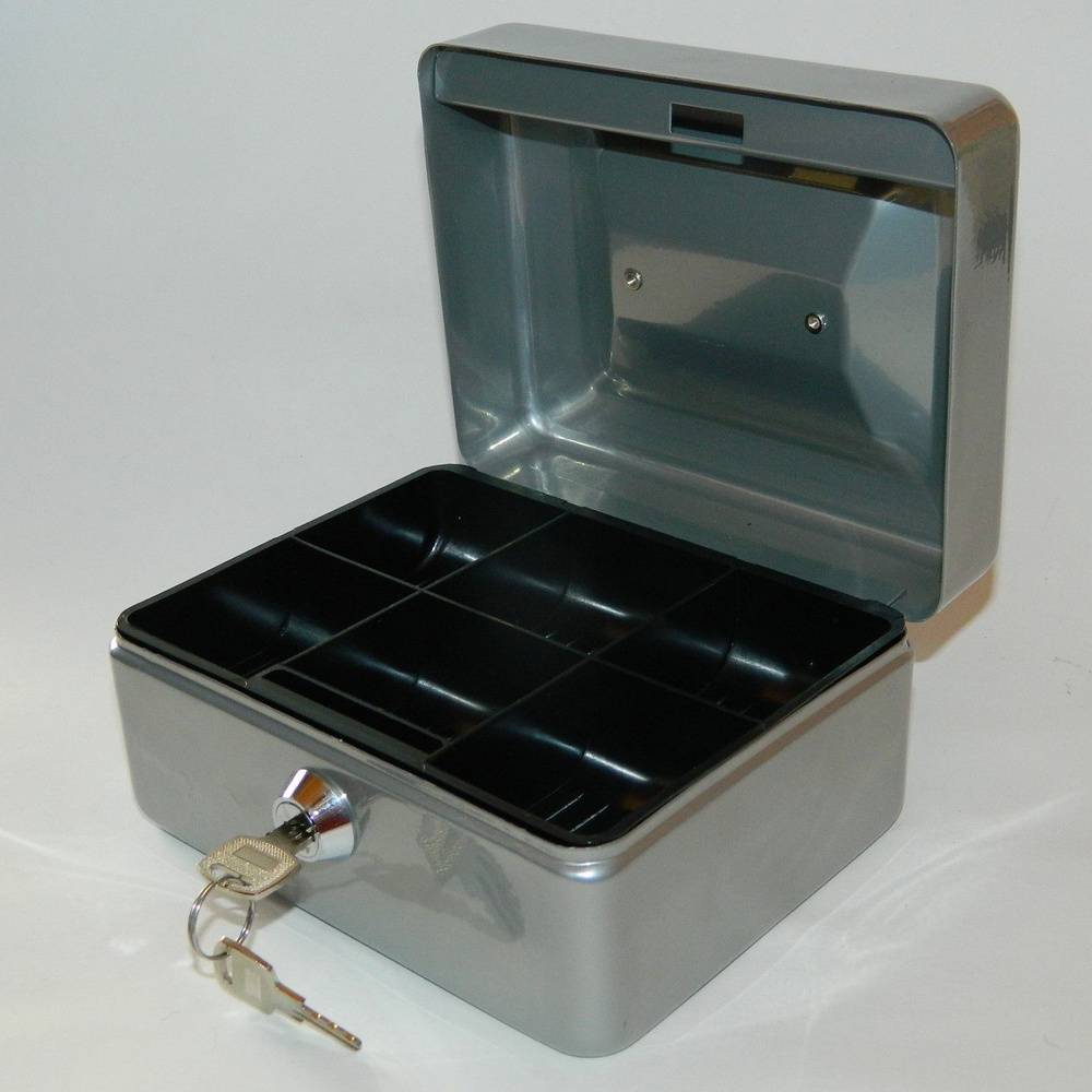 Переносной "мини сейф", ящик для хранения с ключом, 15х12х8 см, металл  #1