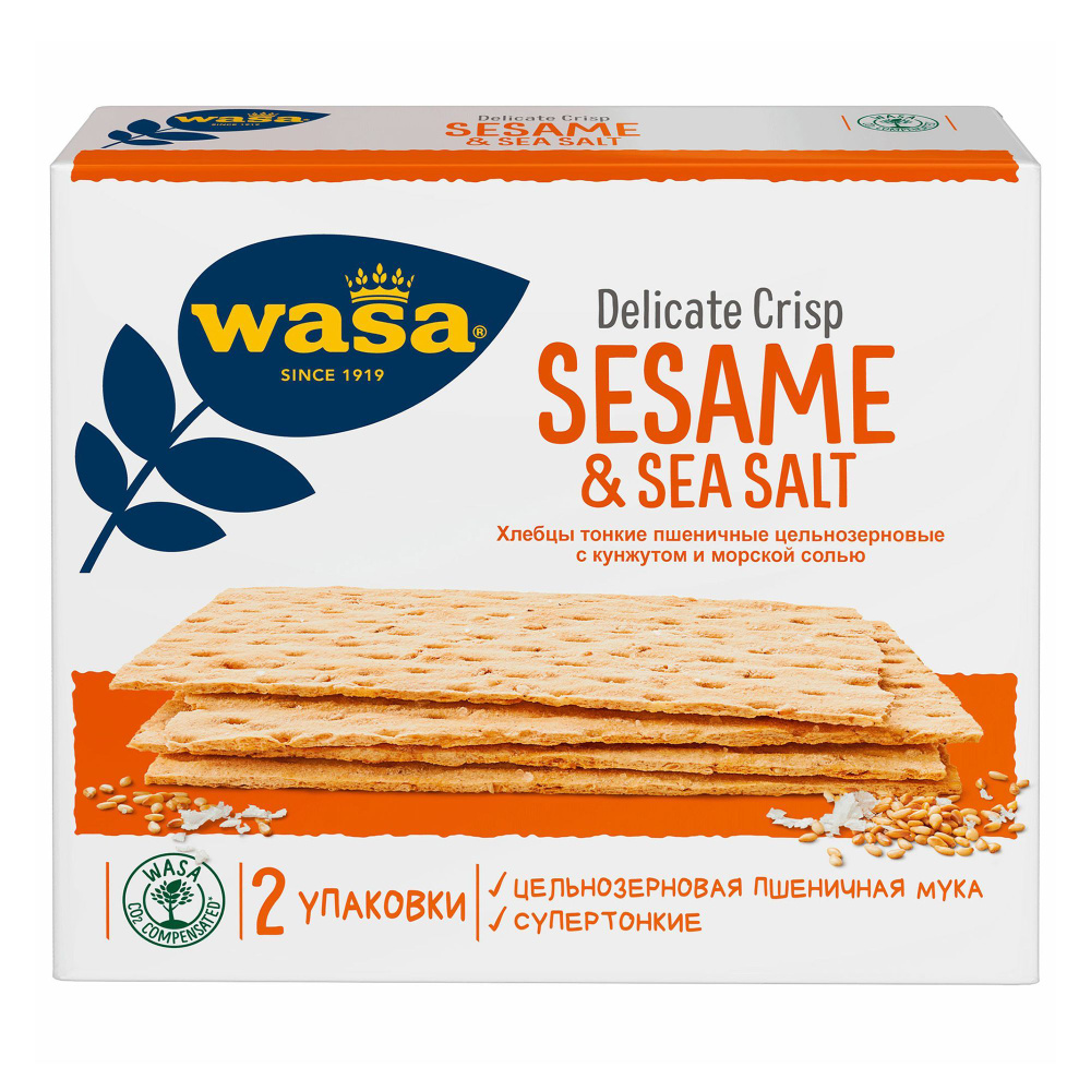 Хлебцы пшеничные Wasa цельнозерновые с кунжутом и морской солью 190 г  #1