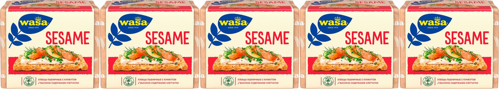 Хлебцы пшеничные Wasa Sesame с кунжутом, комплект: 5 упаковок по 200 г  #1