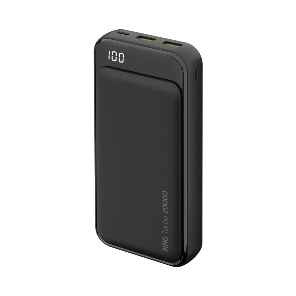 Внешний аккумулятор NRG Turbo 20000 mAh, быстрая зарядка PowerDelivery и  QuickCharge 3.0, выходные разъемы USB-A и Type-C, черный / Без заводской ...