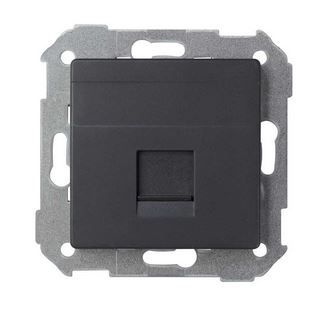 Simon S82 Concept Матовый черный, Розетка прямая для передачи данных со шторкой на 1 разъем RJ45 8200005-098 #1