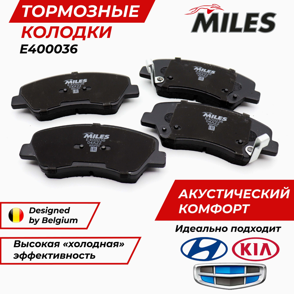 Колодки тормозные MILES E400036 Передние - купить по низким ценам в  интернет-магазине OZON (933862295)