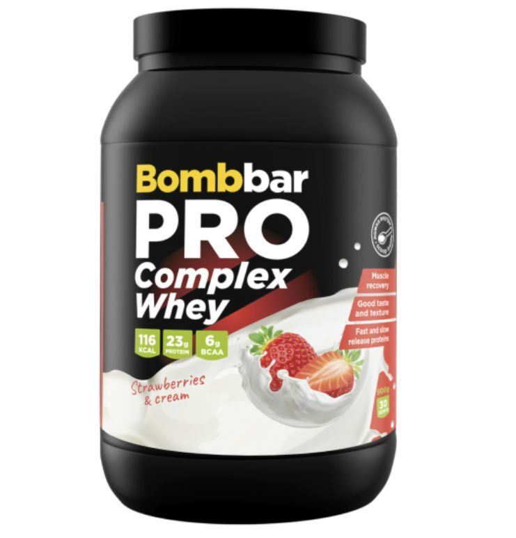 Протеин BOMBBAR Pro Complex Whey, 900 г - клубника со сливками #1