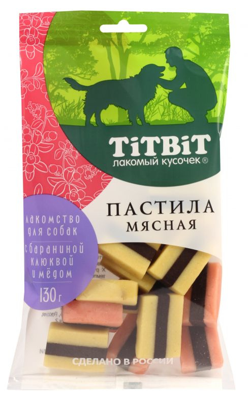 Лакомство для собак TiTBiT Пастила мясная с бараниной клюквой и медом 130 г.  #1