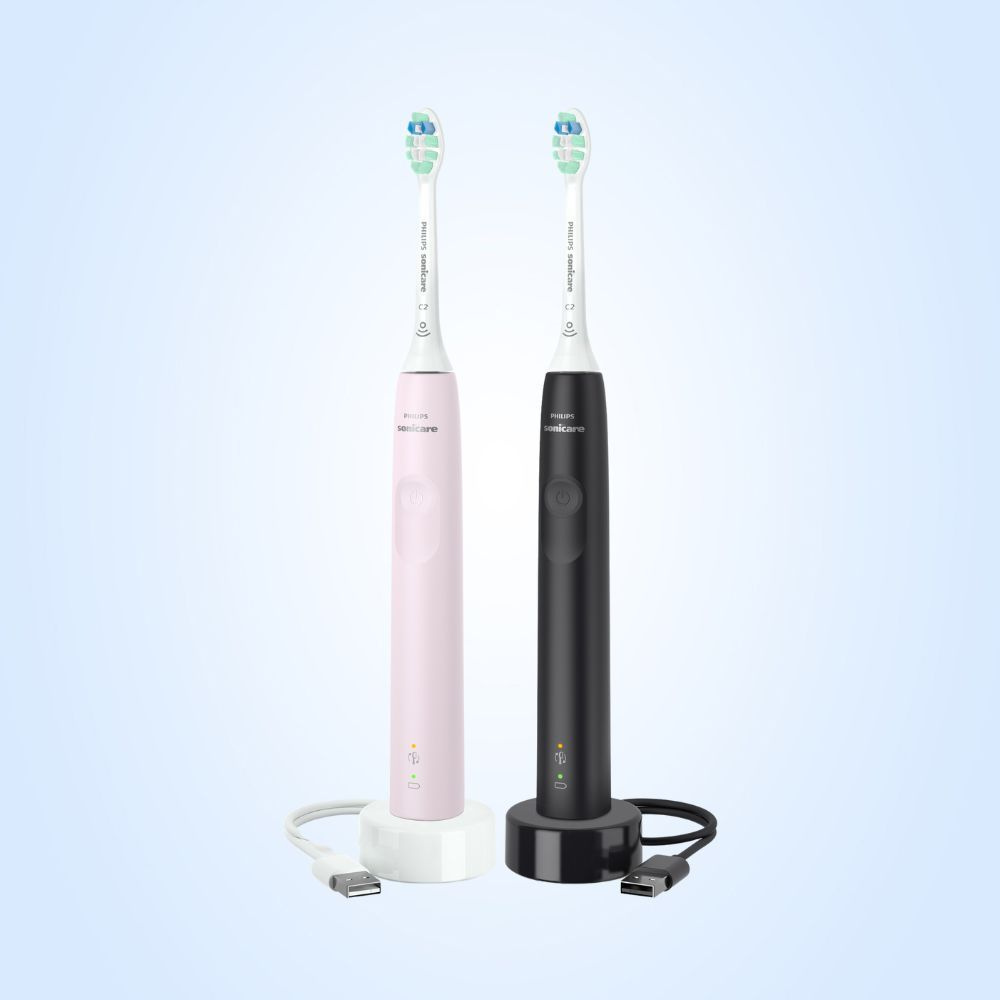 Набор из двух электрических зубных щеток PHILIPS Sonicare 3100 series HX3675/15, черная и розовая  #1