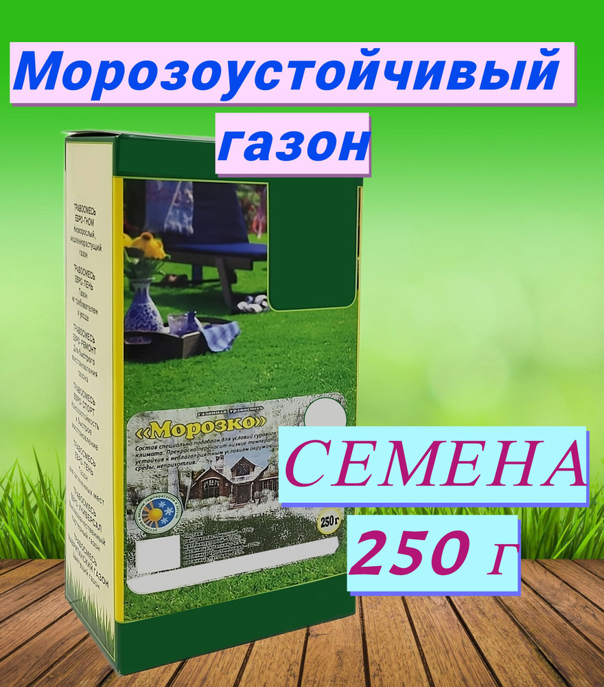 Газонная трава семена 250 г "Морозко" низкорослый многолетний для создания плотных покрытий на дачных #1