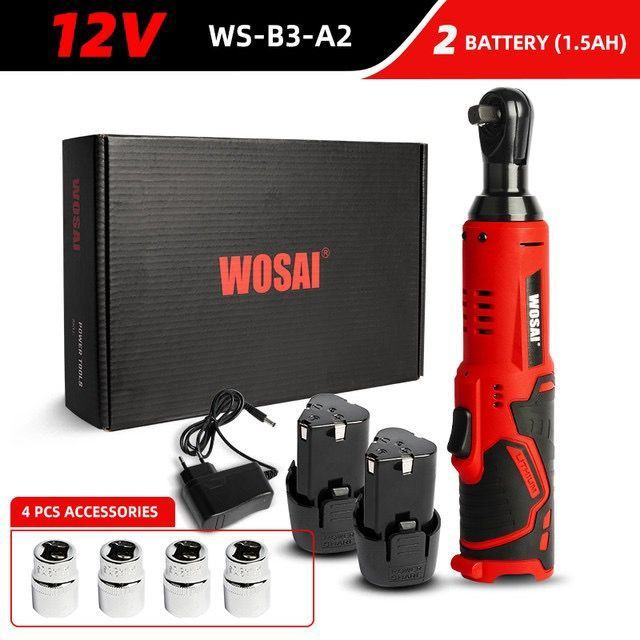 Трещотка аккумуляторная-электрический гаечный ключ WOSAI WS-B3-A1, 12V, 45 нм в сумке, 3/8 2 АКБ и ЗУ #1