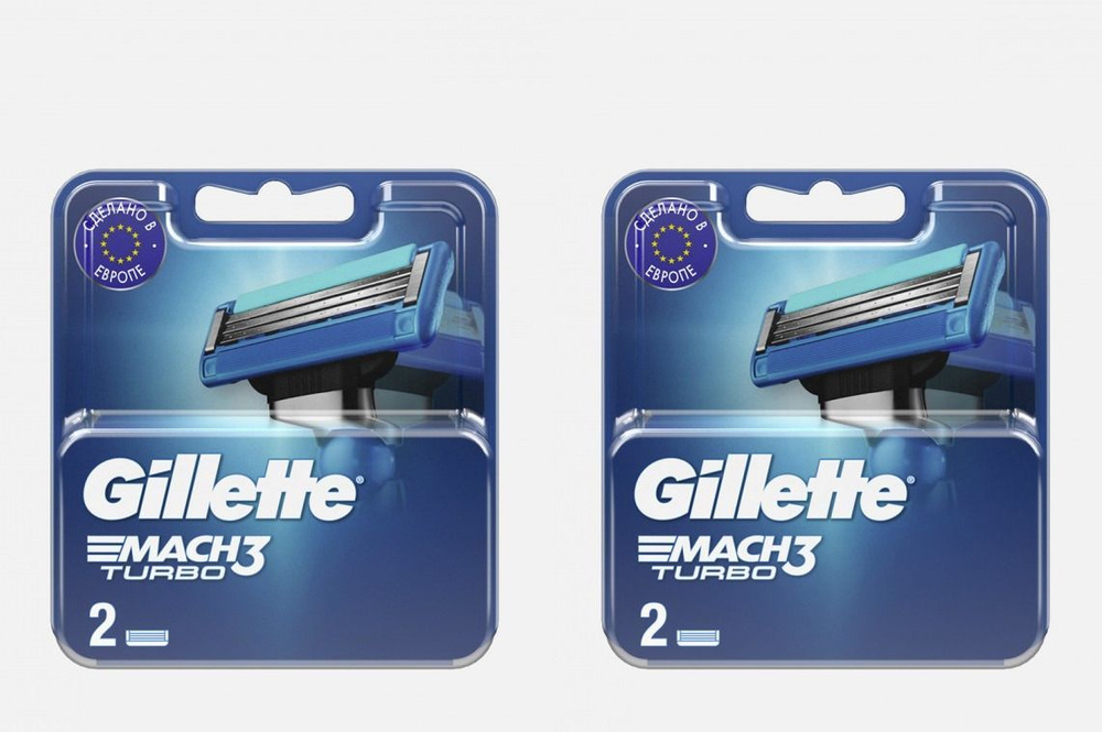 Gillette Сменные кассеты Mach3 Turbo Reb, 2 упаковки по 2 штуки #1