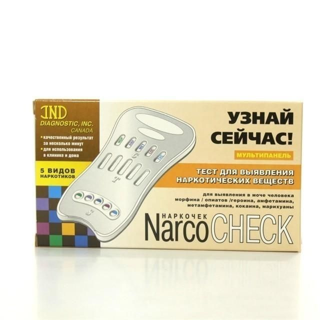 Тест для выявления 5 видов наркотиков мультипанель Narcocheck №1 в моче ...