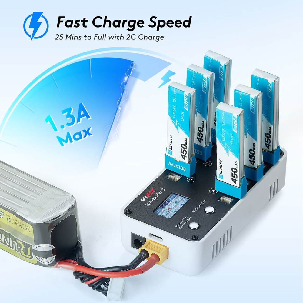 VIFLY WhoopStor 3 V3 6 порт 1S LIPO Зарядное устройство для зарядки ...