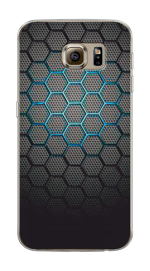 Силиконовый чехол на Samsung Galaxy S6 / Самсунг S6 Бирюзовые соты ...