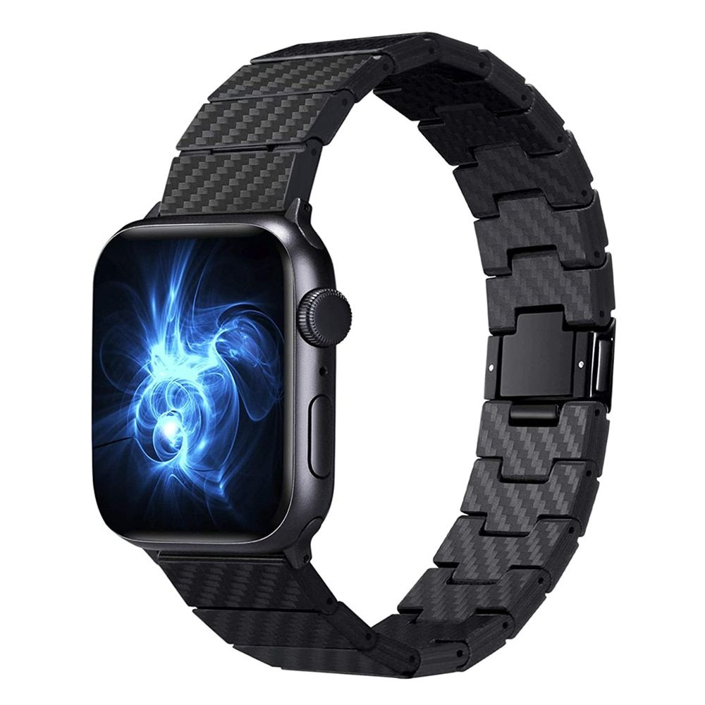 Премиум карбоновый ремешок для Apple Watch Series 1-8 - 38/40/41 мм (эпл вотч), черный  #1