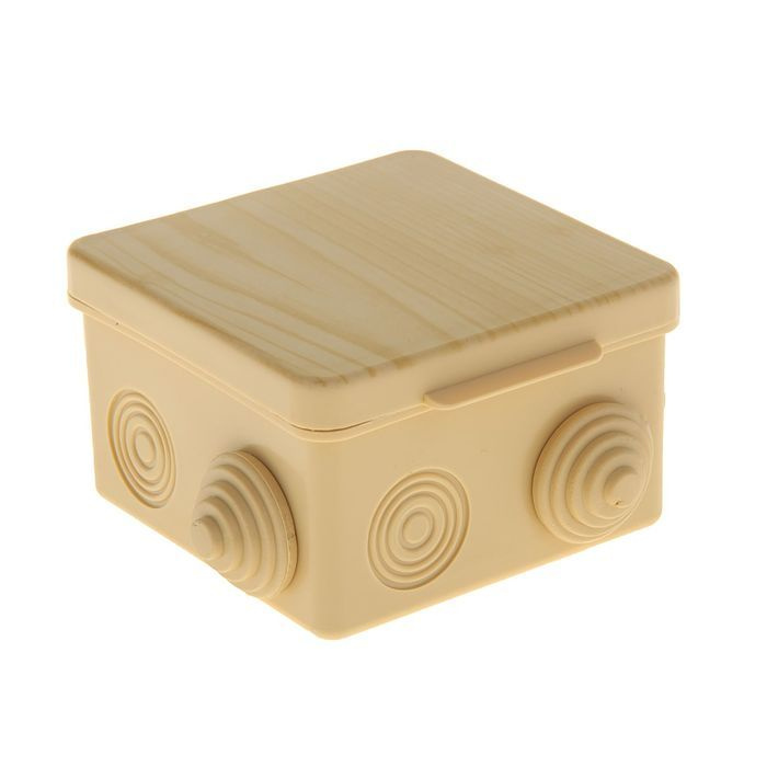 Распаячная коробка Урал ПАК, 80х80х50, IP 54, 7 вх, светлое дерево, КО ...