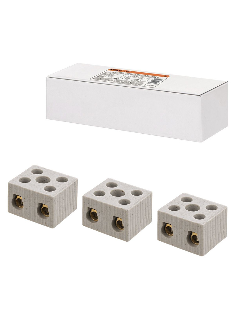 Керамический блок зажимов 30 Ампер 2 пары контактов с крепежным отверстием TDM (упак. 20 шт.)  #1
