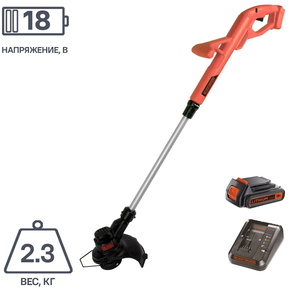 Триммер аккумуляторный Black Decker ST182320, 18 В АКБ и ЗУ в комплекте ...