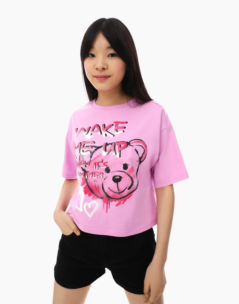 Футболка Gloria Jeans, размер 152, 146, цвет розовый, 100 хлопок