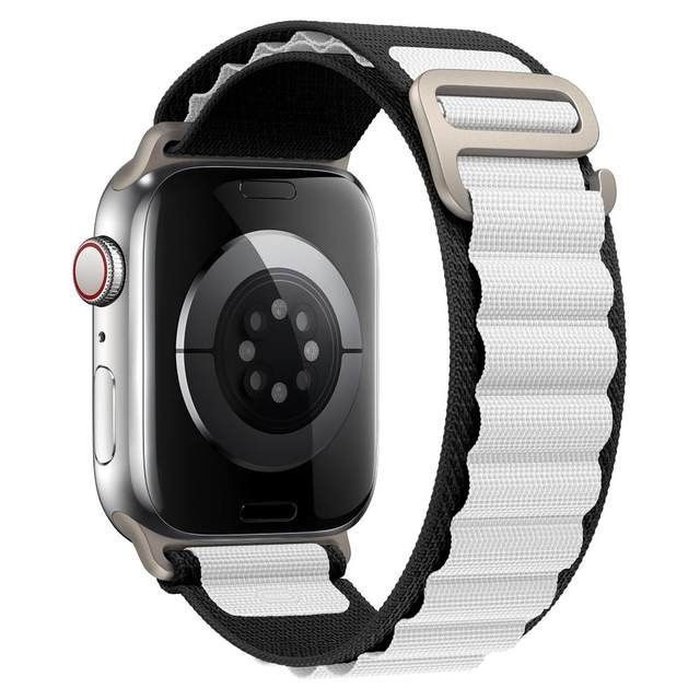 Тканевый ремешок Черный-Белый для Apple Watch 42 мм, 44, 45 mm, 49 ...