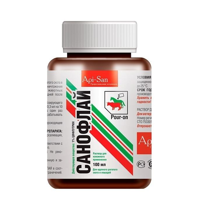 Апи-сан: Санофлай, инсекто-акарицидный и репеллентый препарат, для КРС ...