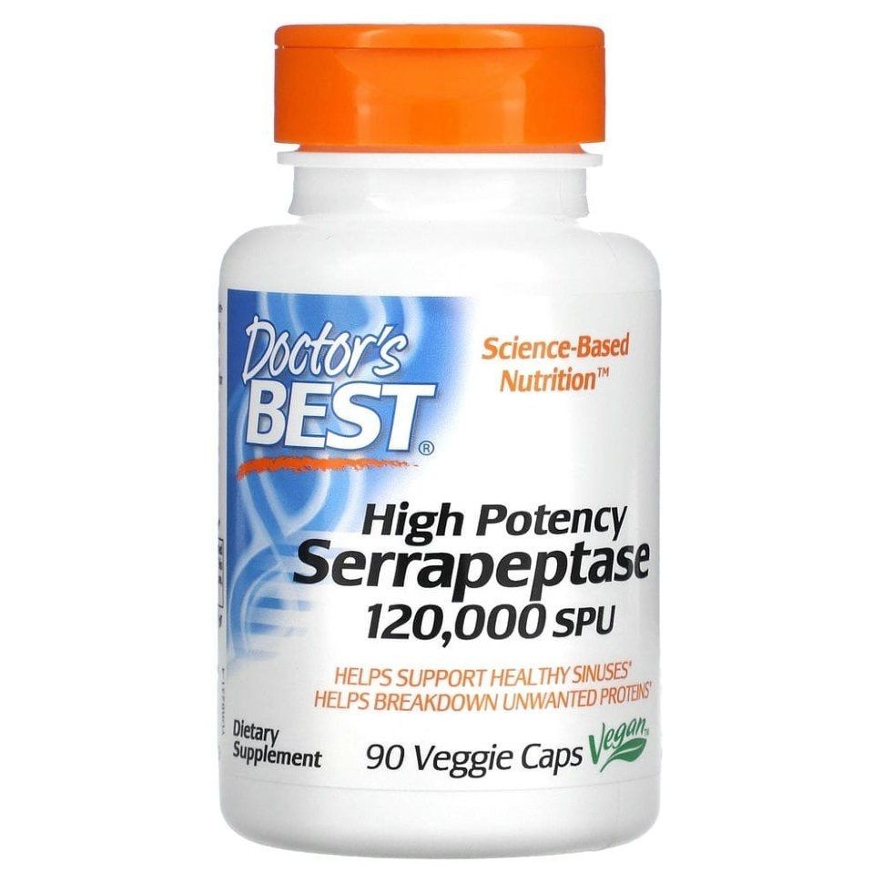 Doctor's Best, Serrapeptase, серрапептаза высокой эффективности, 120 ...