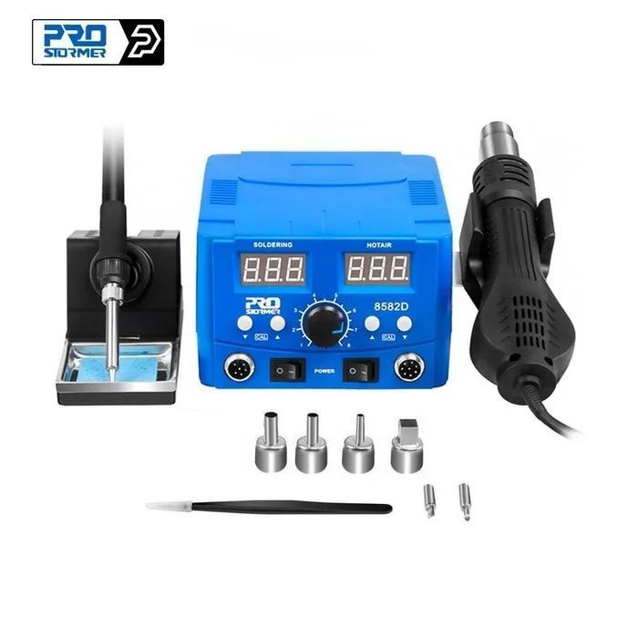 Паяльная станция 2-в-1 PROSTORMER 8582D, 750 Вт, с феном и паяльником ...