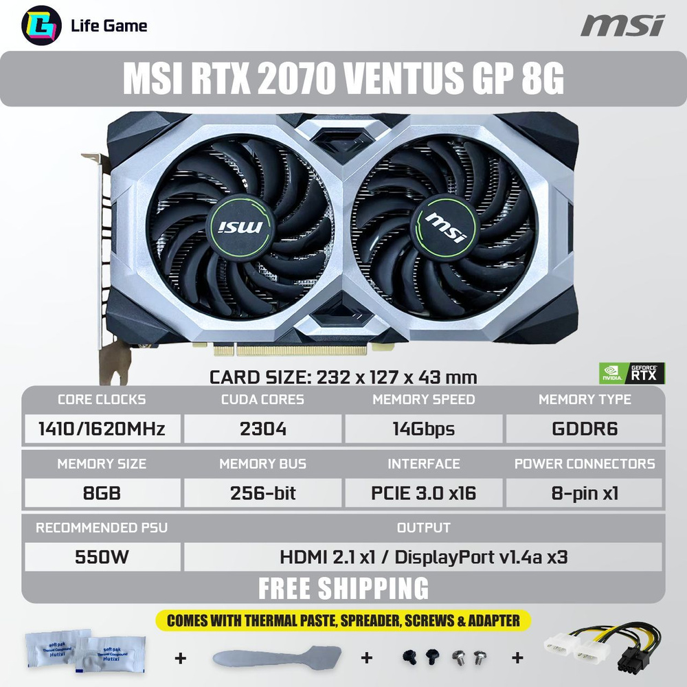 NVIDIA Видеокарта GeForce RTX 2070 8 ГБ (MSI GeForce RTX 2070 VENTUS(б/у но  В хорошем состоянии 90% новая))