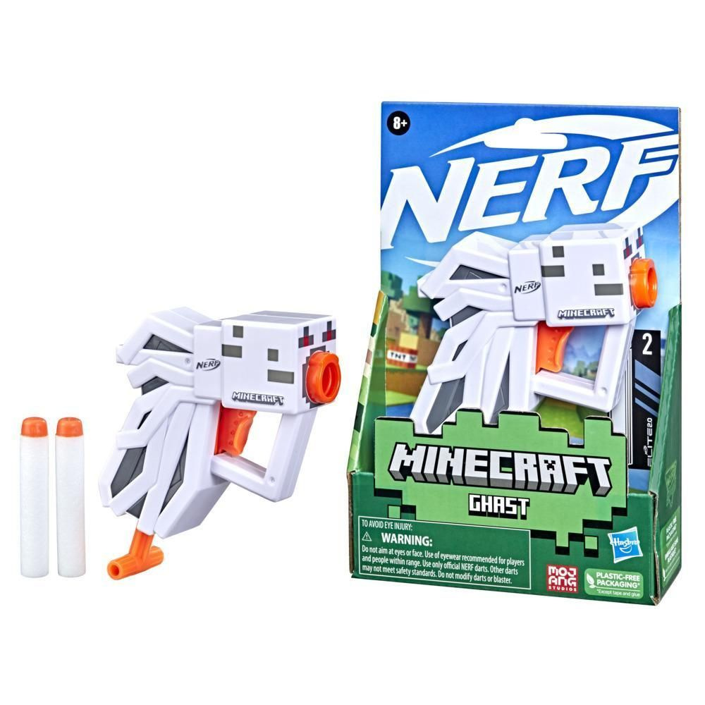 Бластер пистолет Нерф Майнкрафт / NERF MicroShots Minecraft Ghast Mini  Blaster (оружие игрушечное)