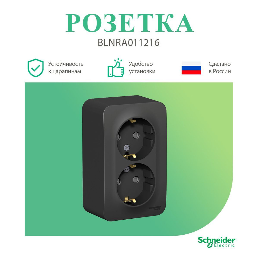 Розетка двухместная Blanca Systeme Electric накладная с заземлением и ...