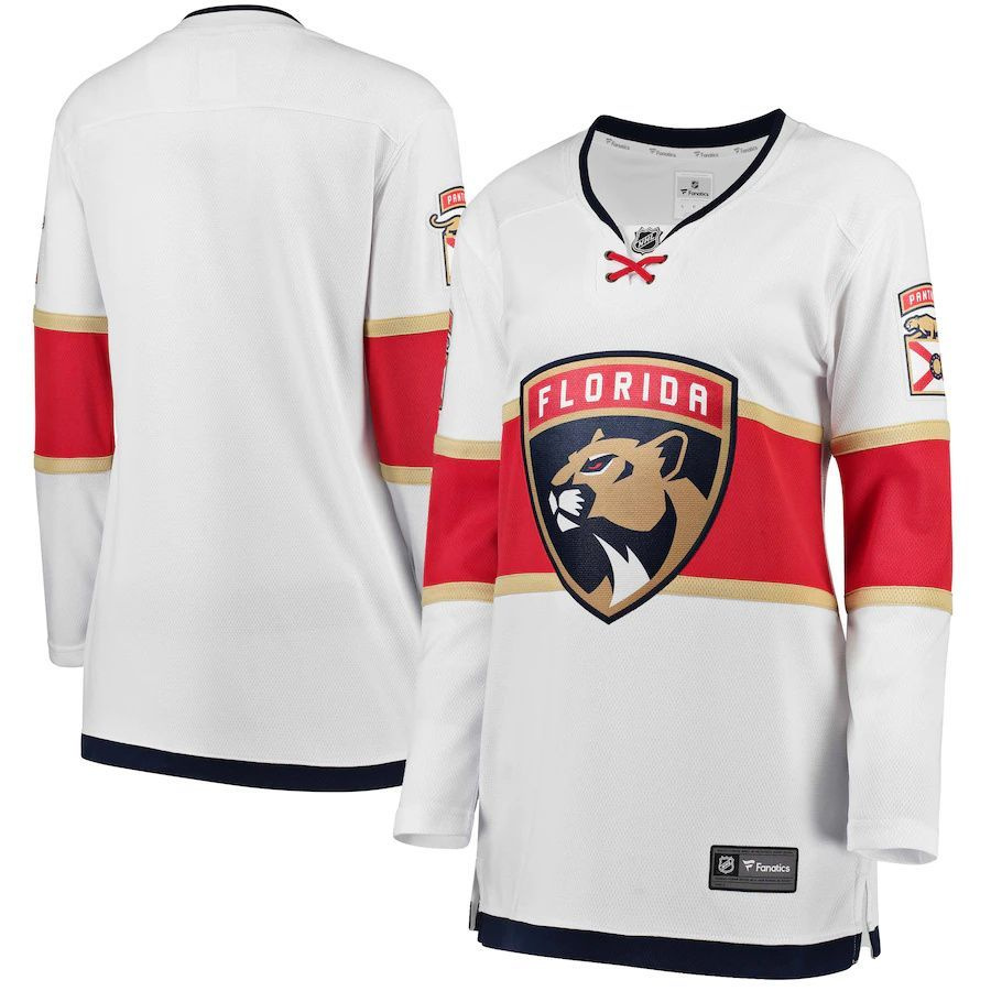 Женская футболкаNHL Хоккейный трикотаж Florida Panthers Away White Player Jersey  #1