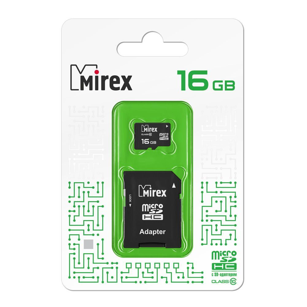 Карта памяти microSDHC с адаптером MIREX 16GB (class 10) / 13613-AD10SD16 / Карта памяти МикроСД МИРЕКС #1