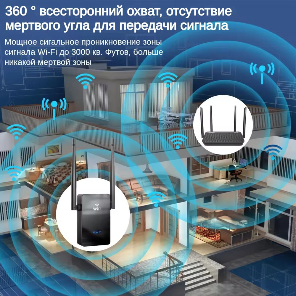 Усилитель Wi-Fi-сигнала COMFAST Усилитель сигнала (репитер) 802.11n, 2. ...