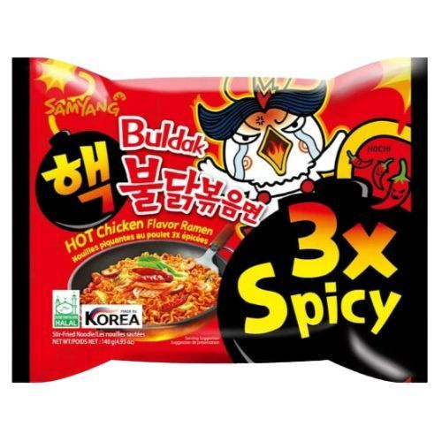 Рамен 5 шт. СУПЕР ОСТРЫЙ 3хSpicy со вкусом курицы 140 г. Samyang Корея Лапша быстрого приготовления  #1