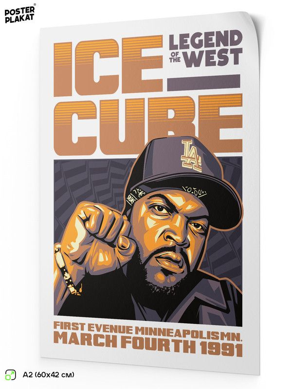 Постер ICE CUBE Айс Куб на стену для интерьера, музыкальный, хип-хоп артисты, рэп, А2 (60 х 42 см), Постер #1