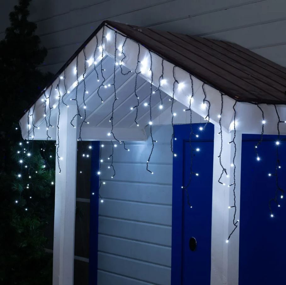 Гирлянда уличная Бахрома 20 м (ЧЕРНЫЙ ПРОВОД) светодиодная / новогоднее ...