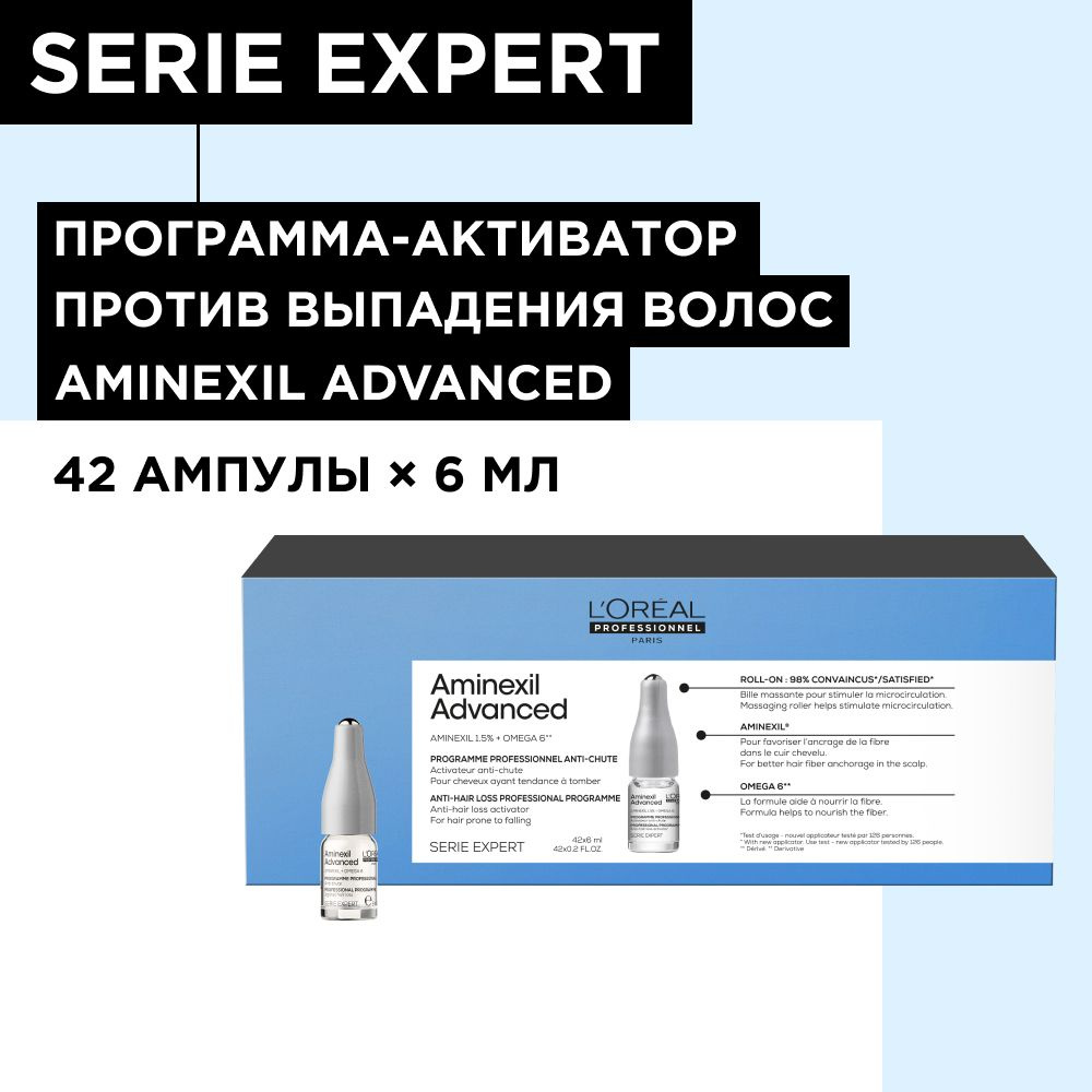 Лосьон-уход в монодозах от выпадения волос Aminexil, 42 шт по 6 мл